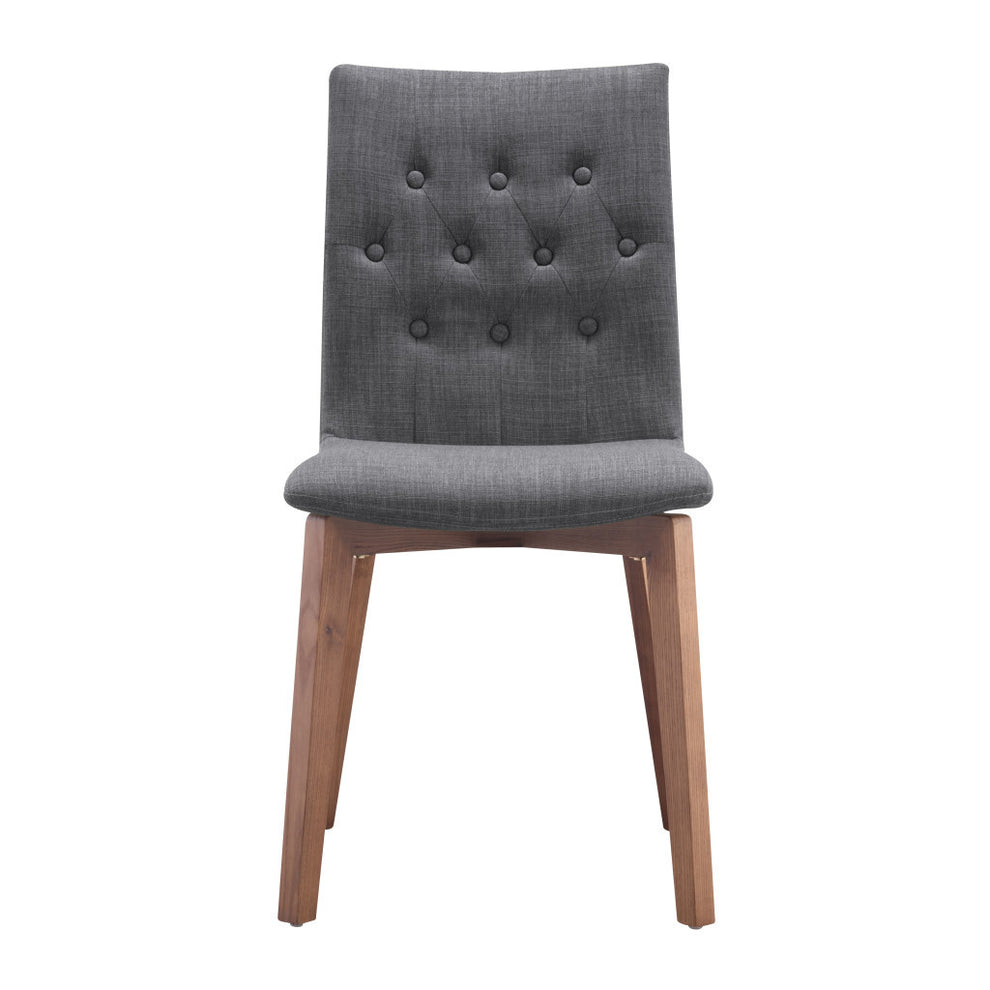 Set of Two Tufted Gray And Brown Upholstered Fabric Dining Side Chairs By Homeroots | Dining Chairs | Modishstore - 4