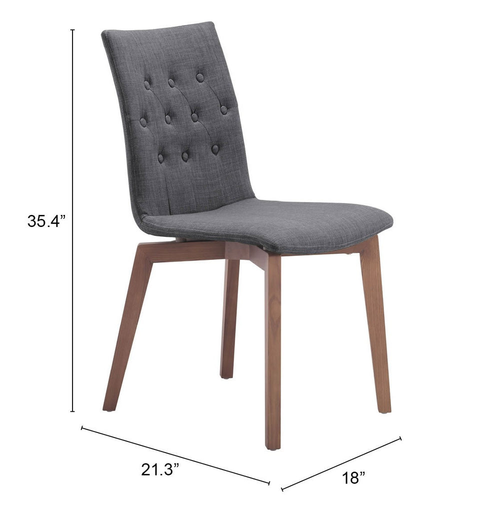 Set of Two Tufted Gray And Brown Upholstered Fabric Dining Side Chairs By Homeroots | Dining Chairs | Modishstore - 6