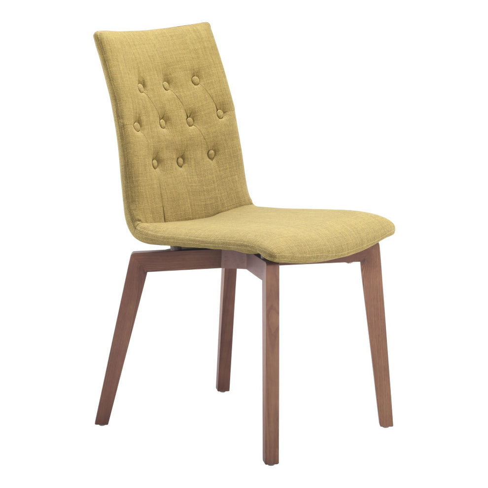 Set of Two Tufted Green And Brown Upholstered Fabric Dining Side Chairs By Homeroots | Dining Chairs | Modishstore - 3