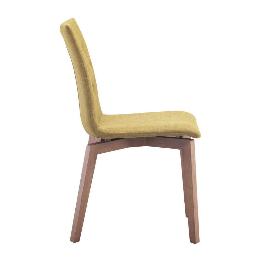 Set of Two Tufted Green And Brown Upholstered Fabric Dining Side Chairs By Homeroots | Dining Chairs | Modishstore - 4