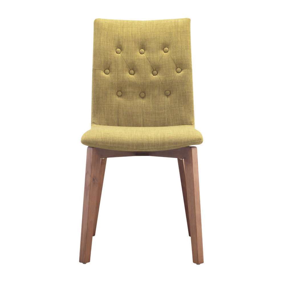 Set of Two Tufted Green And Brown Upholstered Fabric Dining Side Chairs By Homeroots | Dining Chairs | Modishstore - 5