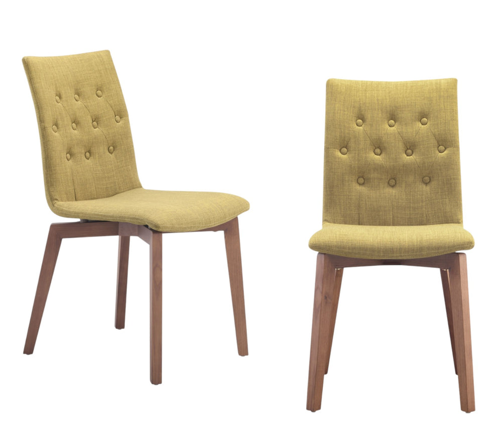 Set of Two Tufted Green And Brown Upholstered Fabric Dining Side Chairs By Homeroots | Dining Chairs | Modishstore - 2