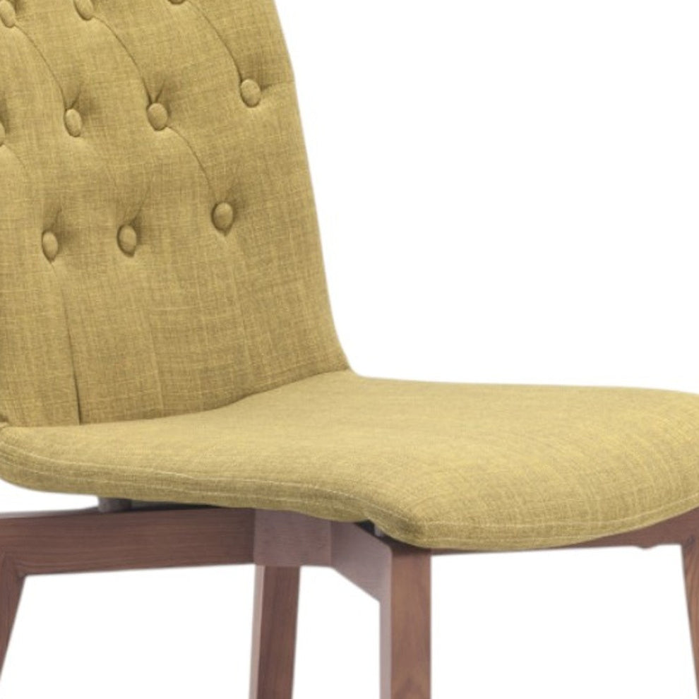 Set of Two Tufted Green And Brown Upholstered Fabric Dining Side Chairs By Homeroots | Dining Chairs | Modishstore - 7