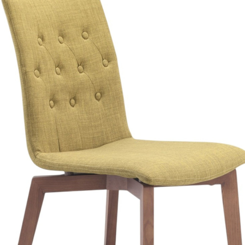 Set of Two Tufted Green And Brown Upholstered Fabric Dining Side Chairs By Homeroots | Dining Chairs | Modishstore - 8