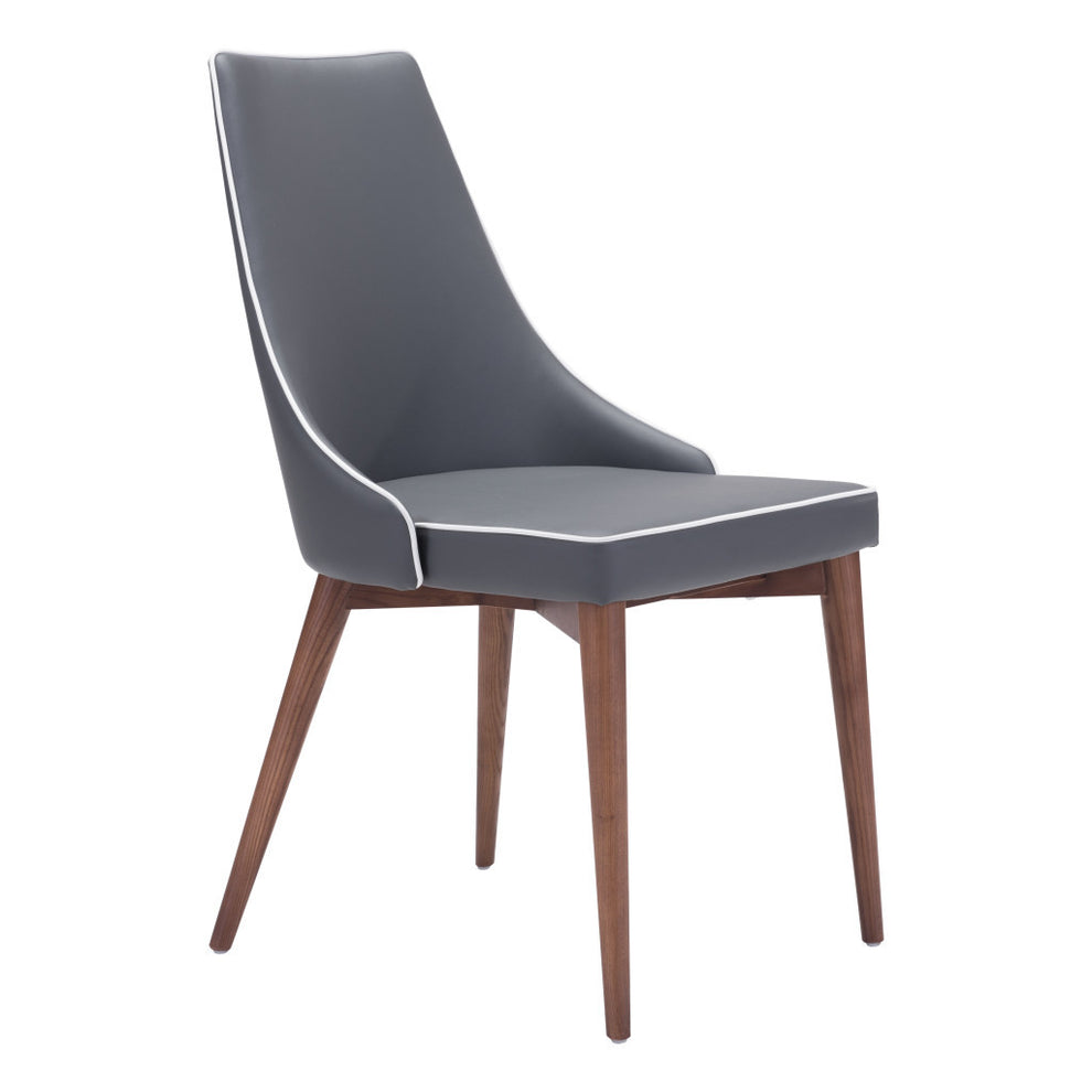 Set of Two Gray And Brown Upholstered Faux Leather Windsor Back Dining Side Chairs By Homeroots | Dining Chairs | Modishstore - 2