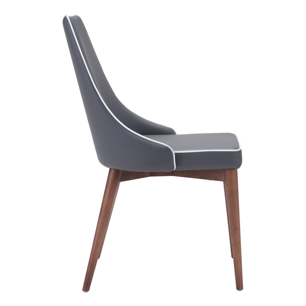 Set of Two Gray And Brown Upholstered Faux Leather Windsor Back Dining Side Chairs By Homeroots | Dining Chairs | Modishstore - 3