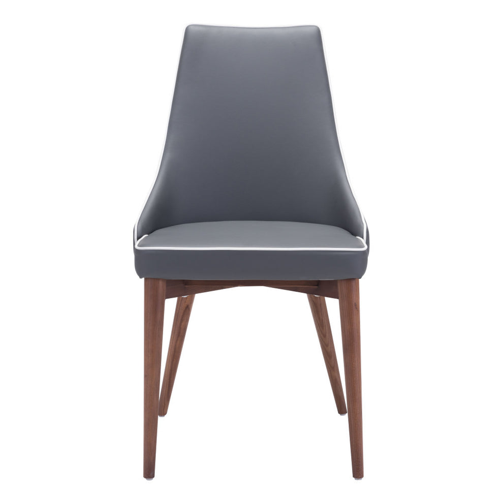 Set of Two Gray And Brown Upholstered Faux Leather Windsor Back Dining Side Chairs By Homeroots | Dining Chairs | Modishstore - 4