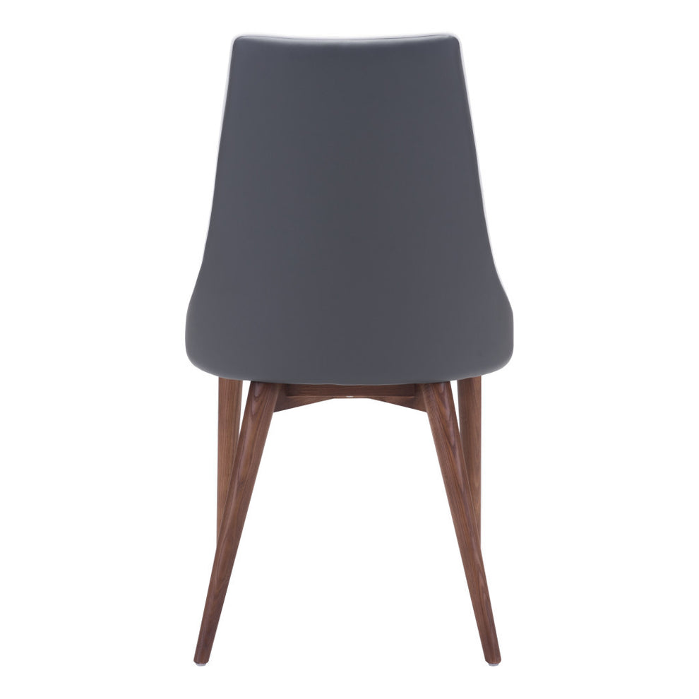 Set of Two Gray And Brown Upholstered Faux Leather Windsor Back Dining Side Chairs By Homeroots | Dining Chairs | Modishstore - 5