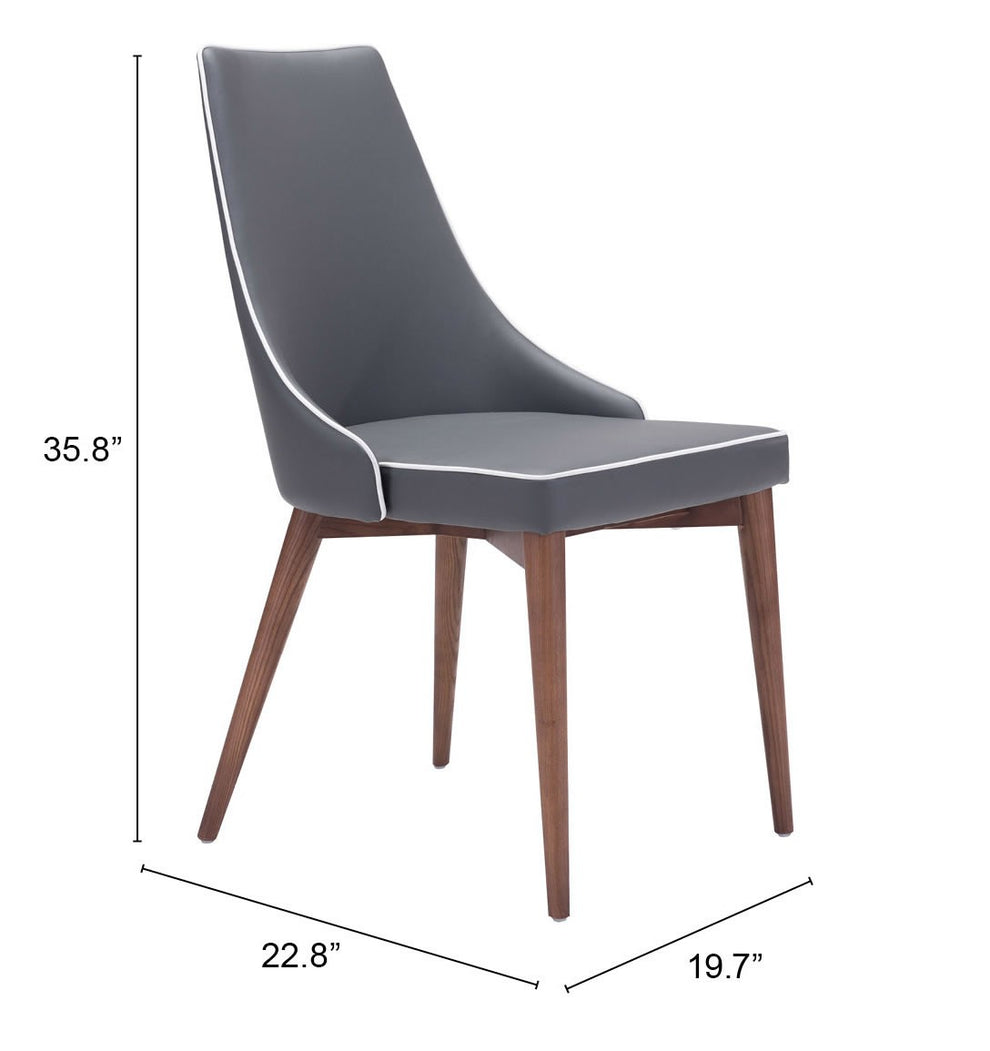 Set of Two Gray And Brown Upholstered Faux Leather Windsor Back Dining Side Chairs By Homeroots | Dining Chairs | Modishstore - 6