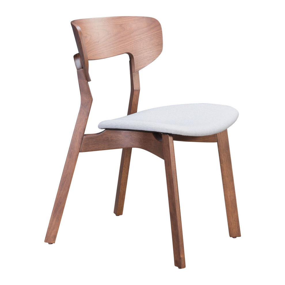 Set of Two Gray And Brown Upholstered Fabric Open Back Dining Side Chairs By Homeroots | Dining Chairs | Modishstore - 2