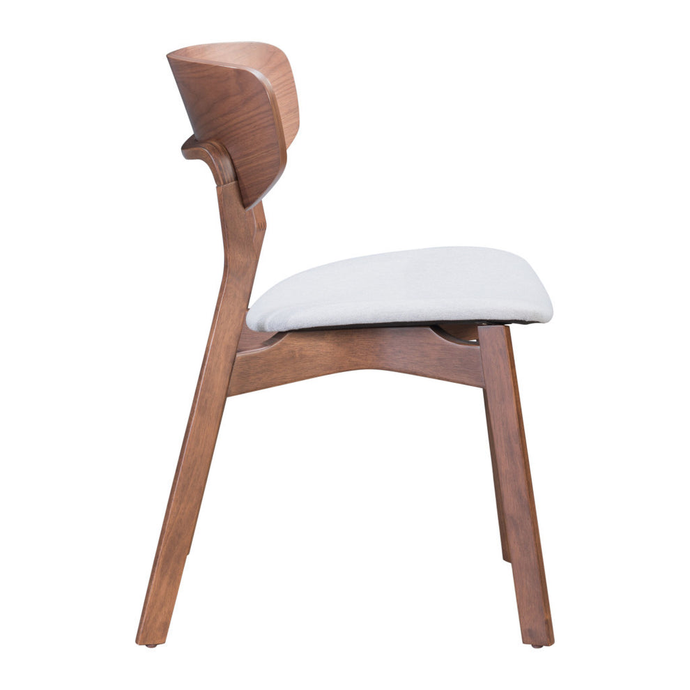 Set of Two Gray And Brown Upholstered Fabric Open Back Dining Side Chairs By Homeroots | Dining Chairs | Modishstore - 3
