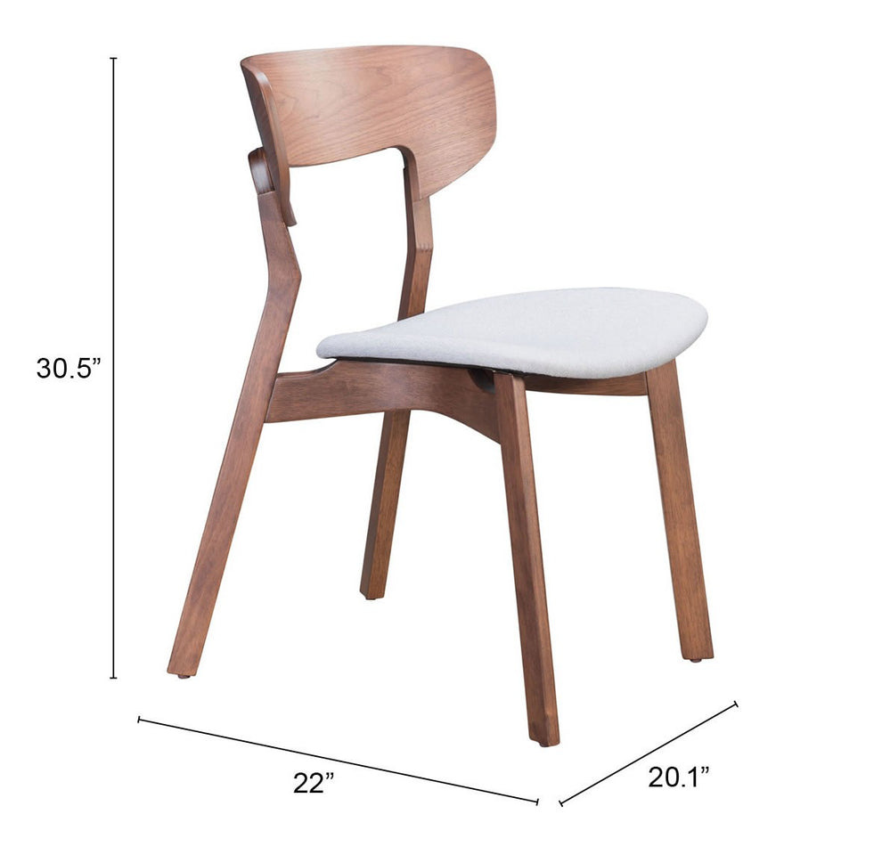 Set of Two Gray And Brown Upholstered Fabric Open Back Dining Side Chairs By Homeroots | Dining Chairs | Modishstore - 6