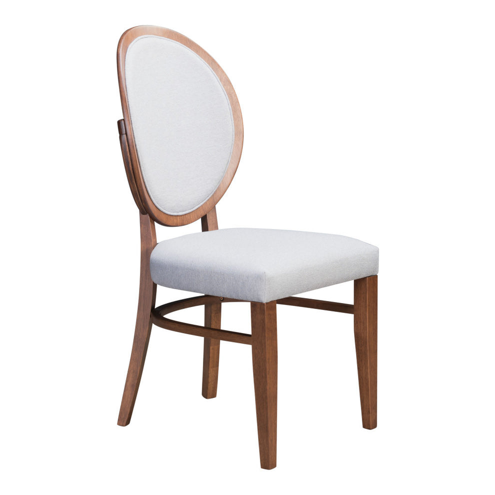 Set of Two Gray And Brown Upholstered Fabric King Louis Back Dining Side Chairs By Homeroots | Dining Chairs | Modishstore - 2