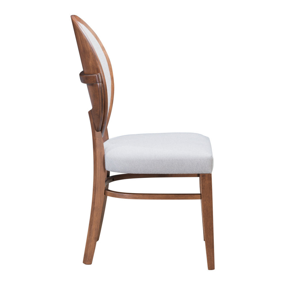 Set of Two Gray And Brown Upholstered Fabric King Louis Back Dining Side Chairs By Homeroots | Dining Chairs | Modishstore - 3
