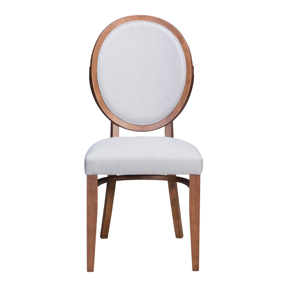 Set of Two Gray And Brown Upholstered Fabric King Louis Back Dining Side Chairs By Homeroots | Dining Chairs | Modishstore - 4