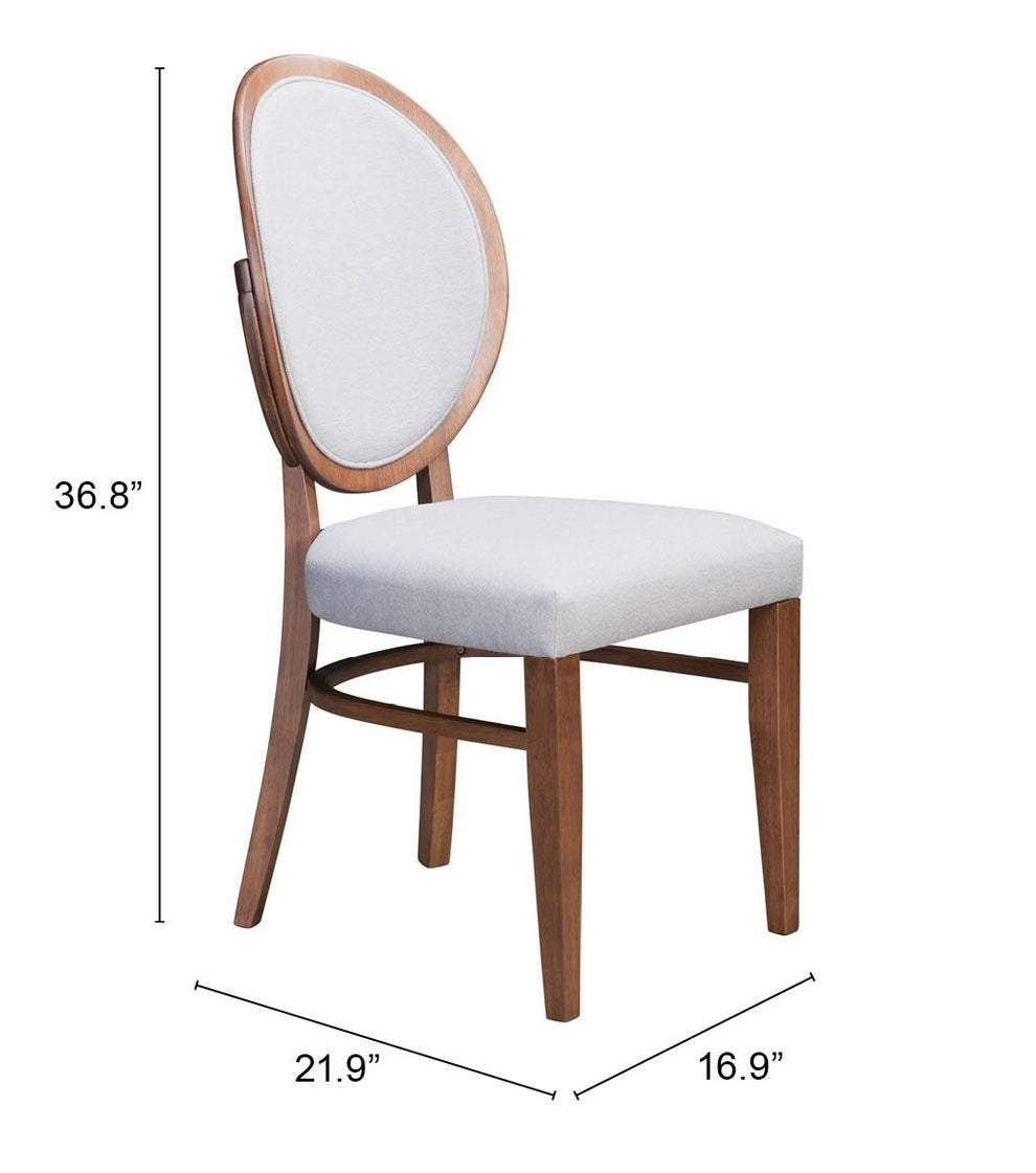 Set of Two Gray And Brown Upholstered Fabric King Louis Back Dining Side Chairs By Homeroots | Dining Chairs | Modishstore - 6