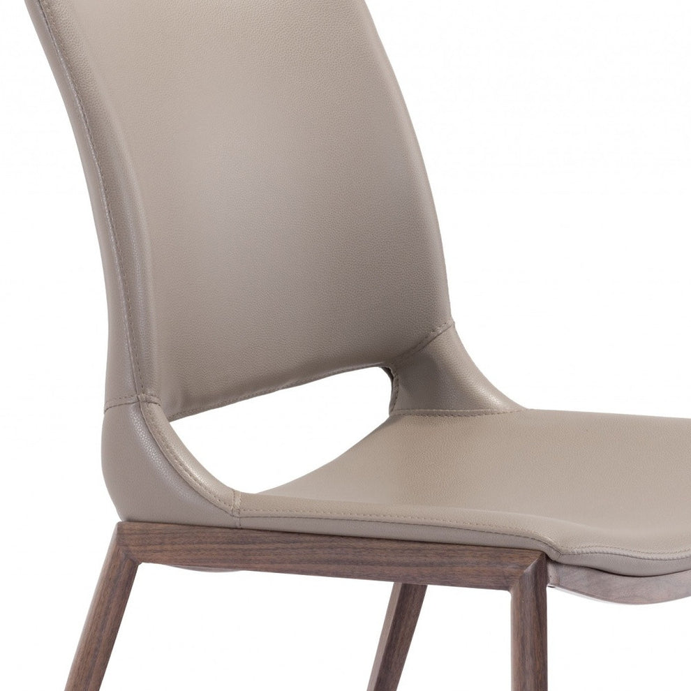 Set of Two Gray Faux Leather and Espresso Mod Ergo Dining Chairs By Homeroots | Dining Chairs | Modishstore - 6