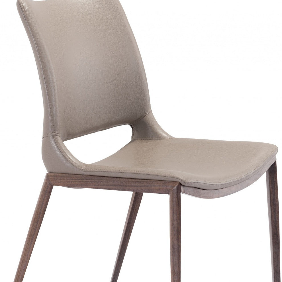 Set of Two Gray Faux Leather and Espresso Mod Ergo Dining Chairs By Homeroots | Dining Chairs | Modishstore - 8