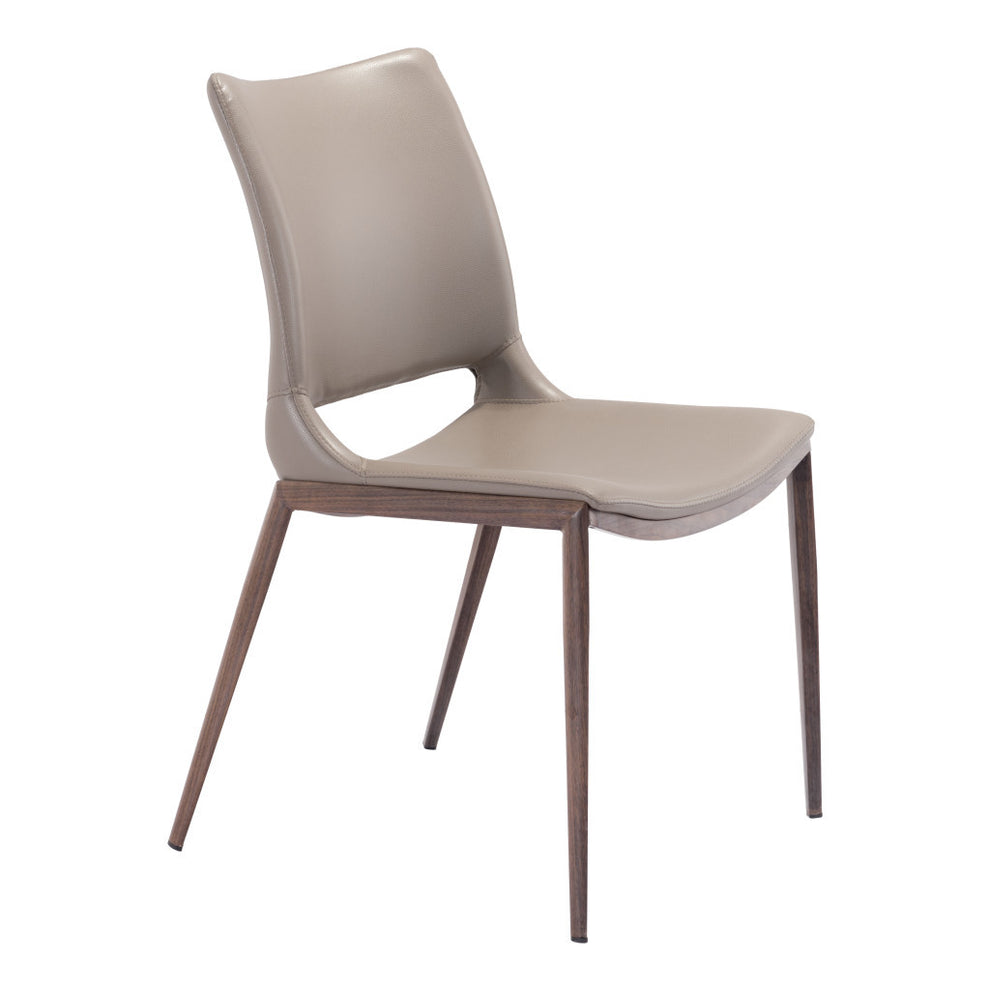 Set of Two Gray Faux Leather and Espresso Mod Ergo Dining Chairs By Homeroots | Dining Chairs | Modishstore - 2