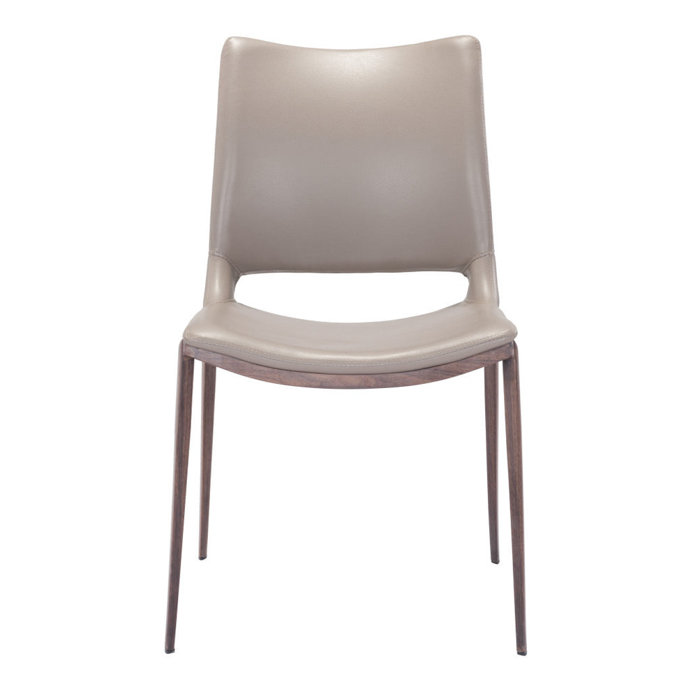 Set of Two Gray Faux Leather and Espresso Mod Ergo Dining Chairs By Homeroots | Dining Chairs | Modishstore - 3