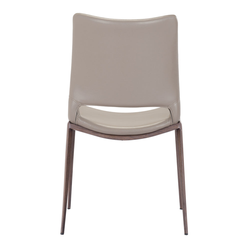 Set of Two Gray Faux Leather and Espresso Mod Ergo Dining Chairs By Homeroots | Dining Chairs | Modishstore - 4