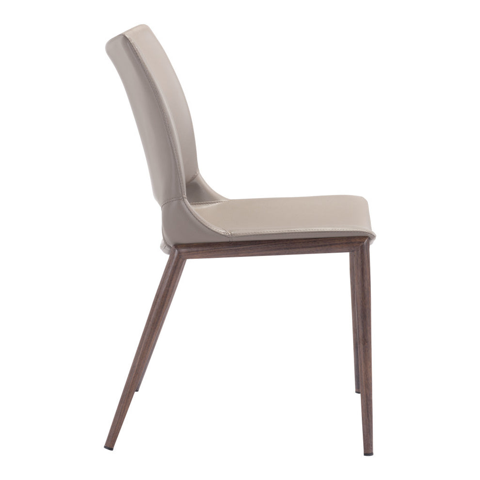 Set of Two Gray Faux Leather and Espresso Mod Ergo Dining Chairs By Homeroots | Dining Chairs | Modishstore - 5