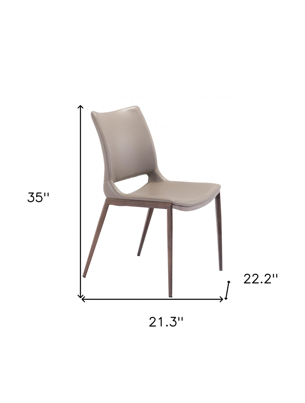 Set of Two Gray Faux Leather and Espresso Mod Ergo Dining Chairs By Homeroots | Dining Chairs | Modishstore - 7