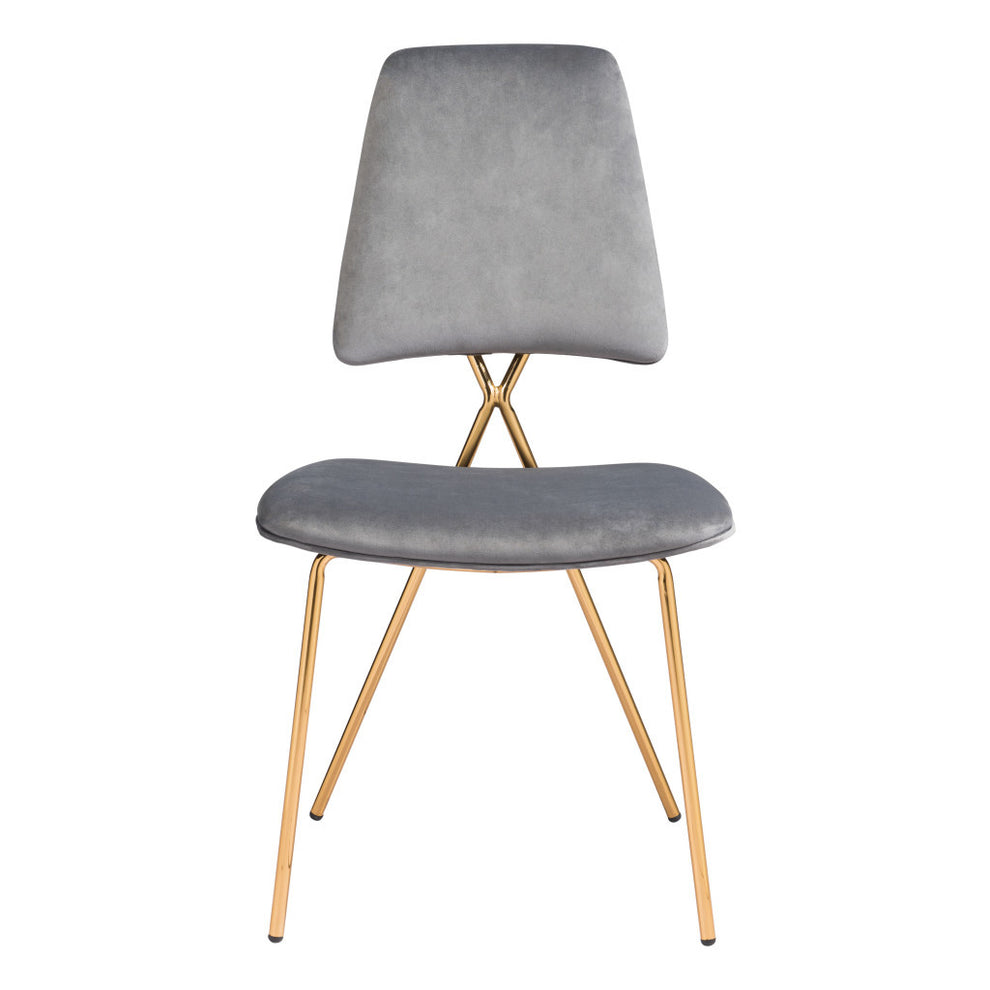 Set of Two Gray And Gold Upholstered Velvet Open Back Dining Side Chairs By Homeroots | Dining Chairs | Modishstore - 8