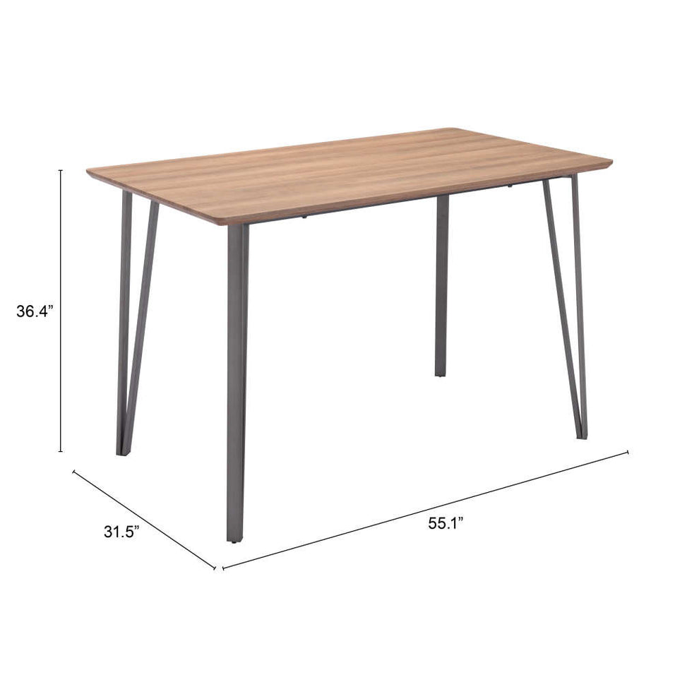 Brown And Gray Wood And Steel Dining Table By Homeroots | Dining Tables | Modishstore - 3
