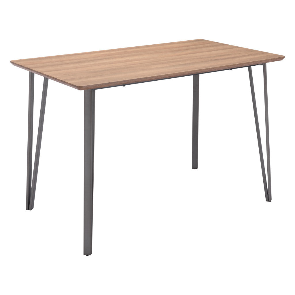Brown And Gray Wood And Steel Dining Table By Homeroots | Dining Tables | Modishstore - 4