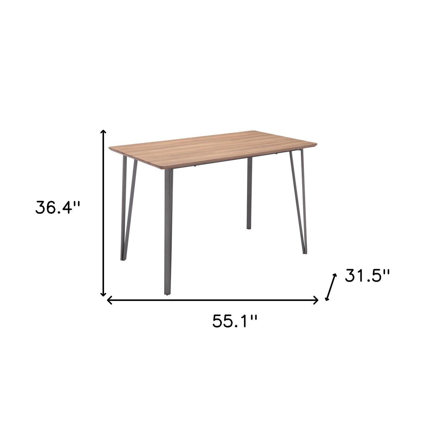 Brown And Gray Wood And Steel Dining Table By Homeroots | Dining Tables | Modishstore - 2