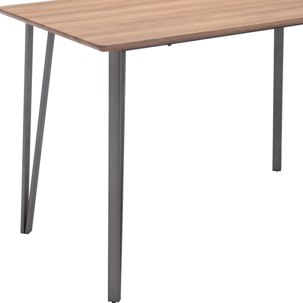 Brown And Gray Wood And Steel Dining Table By Homeroots | Dining Tables | Modishstore - 8