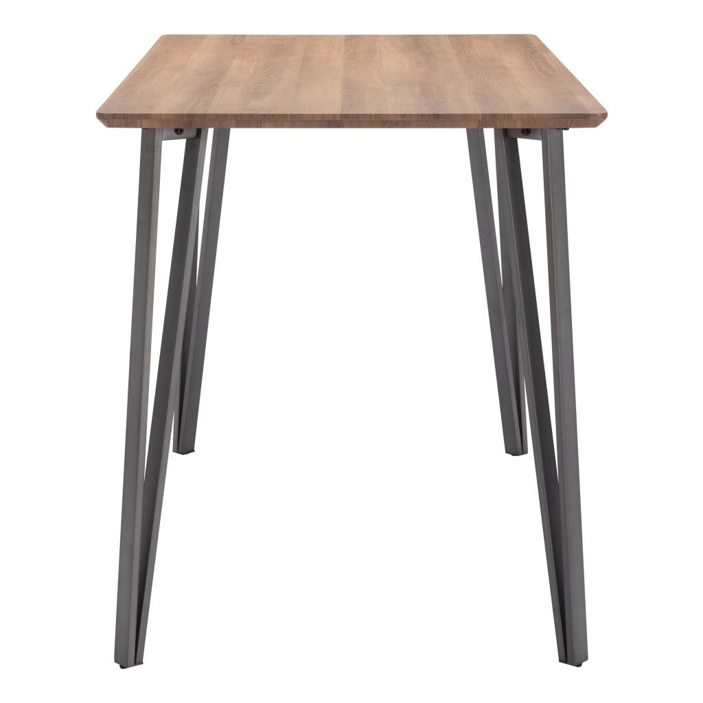 Brown And Gray Wood And Steel Dining Table By Homeroots | Dining Tables | Modishstore - 5