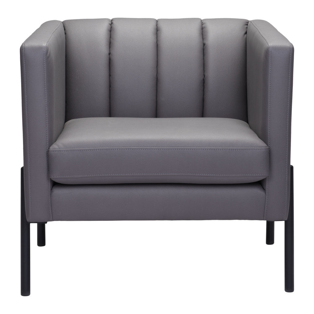 Light Gray And Black Faux Leather And Faux Leather Club Chair By Homeroots | Accent Chairs | Modishstore - 1