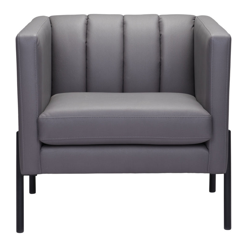 Light Gray And Black Faux Leather And Faux Leather Club Chair By Homeroots | Accent Chairs | Modishstore - 1