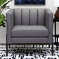 Light Gray And Black Faux Leather And Faux Leather Club Chair By Homeroots | Accent Chairs | Modishstore - 2