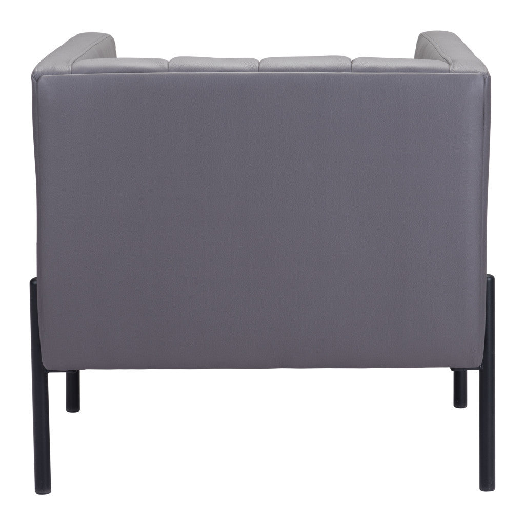 Light Gray And Black Faux Leather And Faux Leather Club Chair By Homeroots | Accent Chairs | Modishstore - 5
