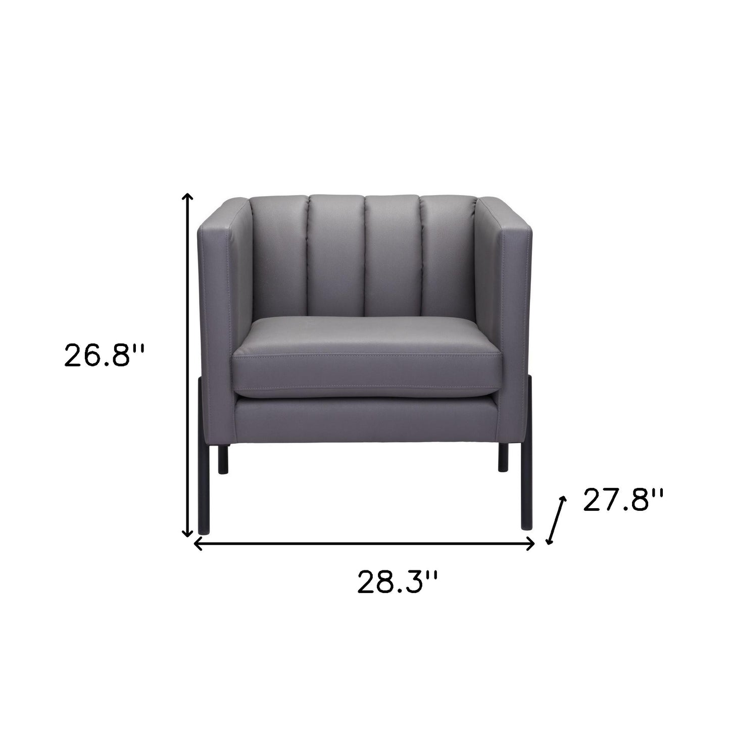 Light Gray And Black Faux Leather And Faux Leather Club Chair By Homeroots | Accent Chairs | Modishstore - 7