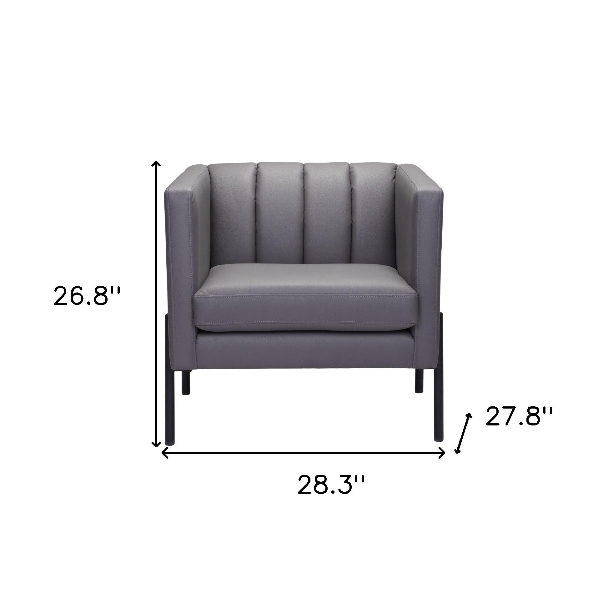 Light Gray And Black Faux Leather And Faux Leather Club Chair By Homeroots | Accent Chairs | Modishstore - 7