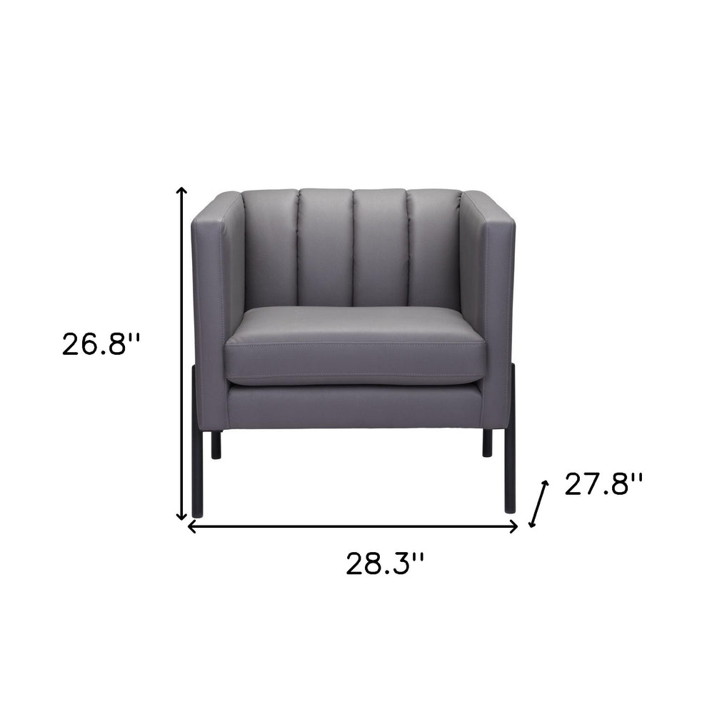 Light Gray And Black Faux Leather And Faux Leather Club Chair By Homeroots | Accent Chairs | Modishstore - 7