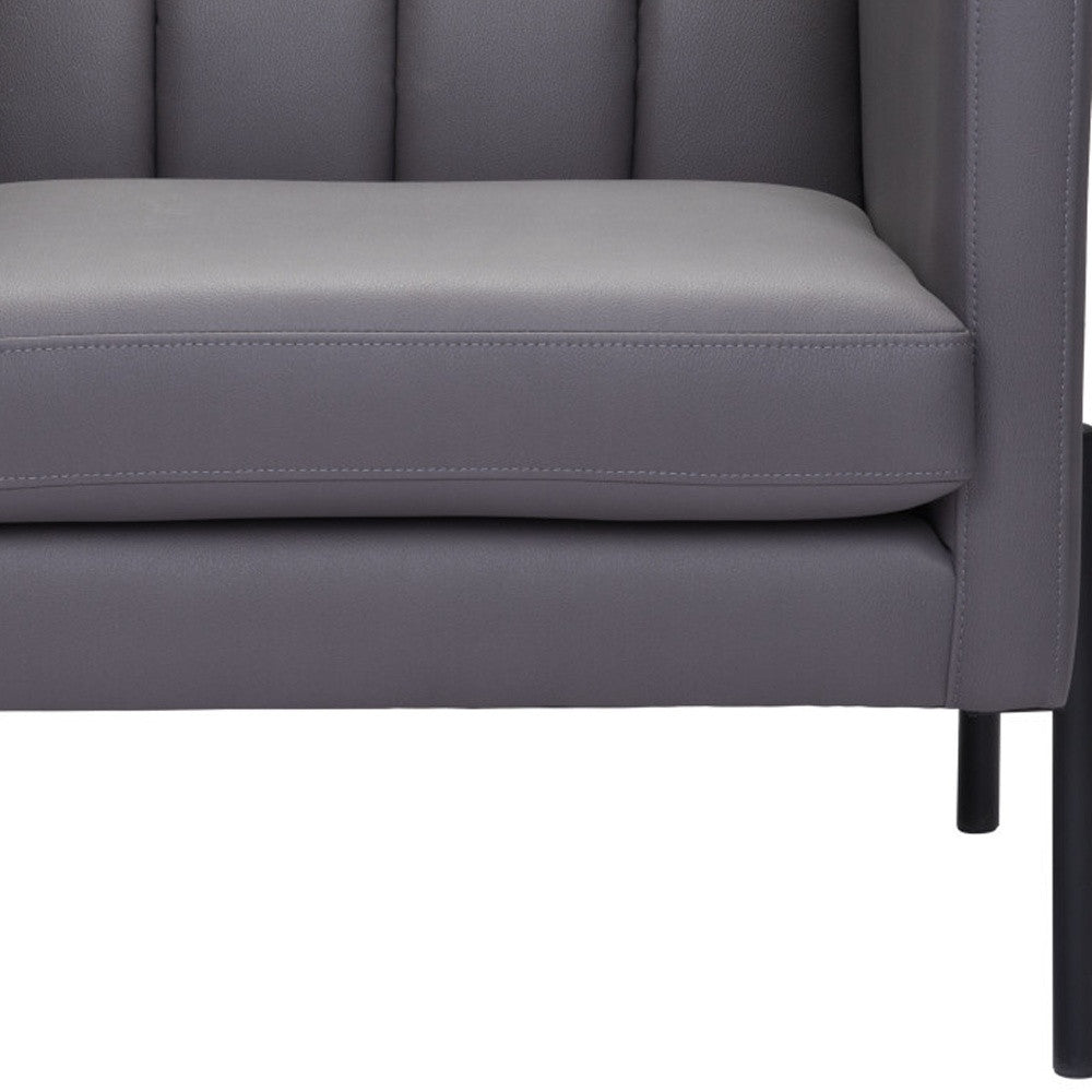 Light Gray And Black Faux Leather And Faux Leather Club Chair By Homeroots | Accent Chairs | Modishstore - 6