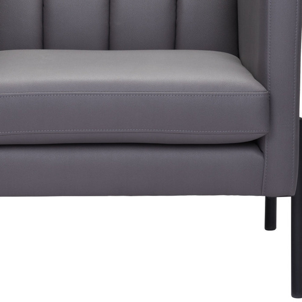 Light Gray And Black Faux Leather And Faux Leather Club Chair By Homeroots | Accent Chairs | Modishstore - 6