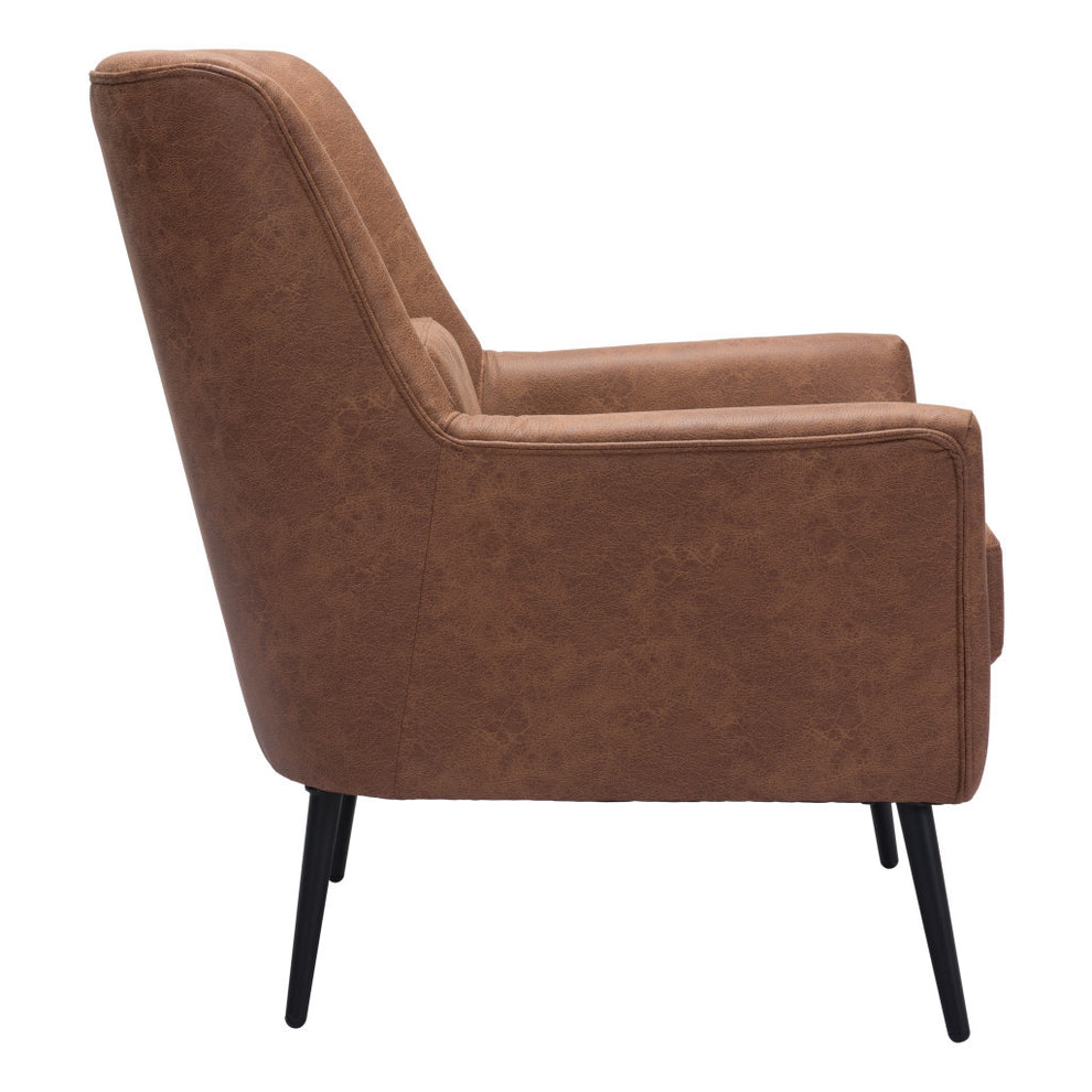 Brown And Black Faux Leather And Upholstered Arm Chair And Toss Pillow By Homeroots | Accent Chairs | Modishstore - 4