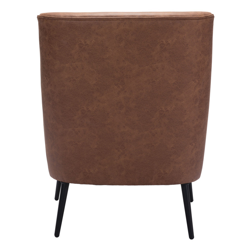 Brown And Black Faux Leather And Upholstered Arm Chair And Toss Pillow By Homeroots | Accent Chairs | Modishstore - 5