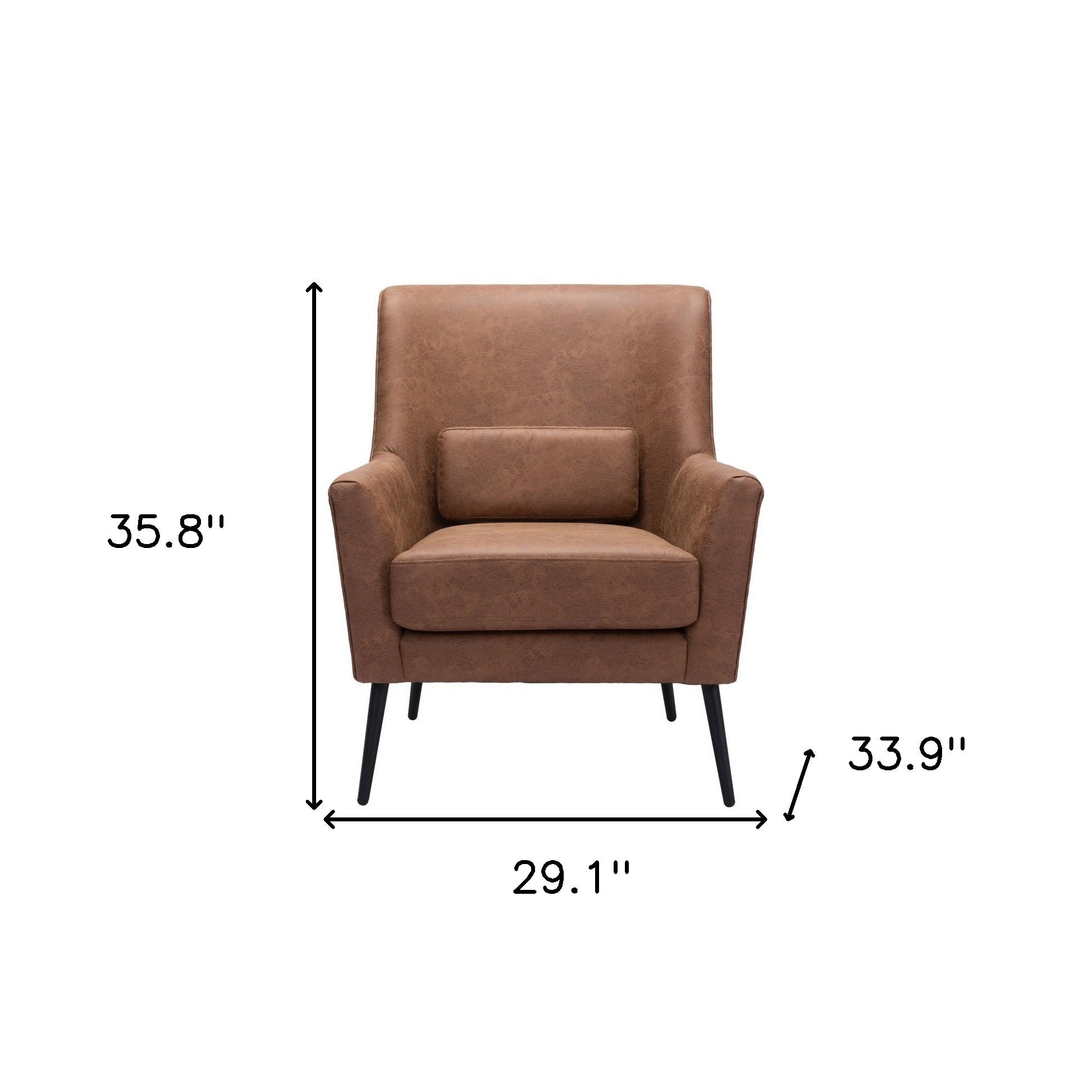 Brown And Black Faux Leather And Upholstered Arm Chair And Toss Pillow By Homeroots | Accent Chairs | Modishstore - 8