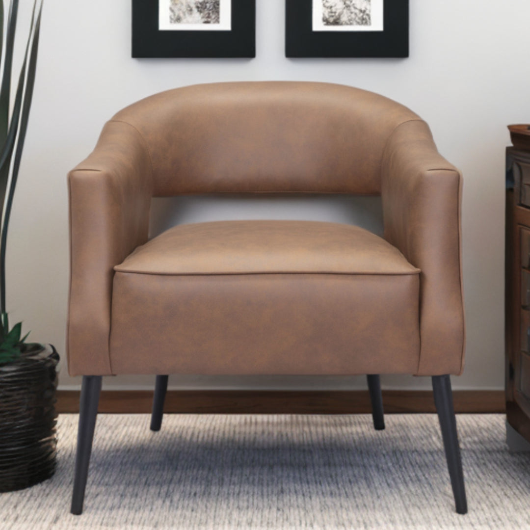 Brown And Black Faux Leather And Upholstered Club Chair By Homeroots | Accent Chairs | Modishstore - 2