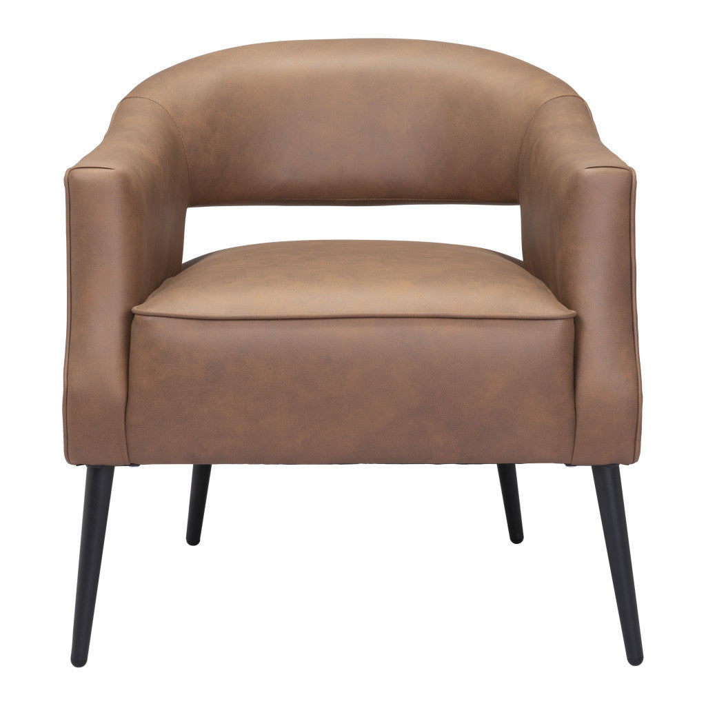 Brown And Black Faux Leather And Upholstered Club Chair By Homeroots | Accent Chairs | Modishstore - 1