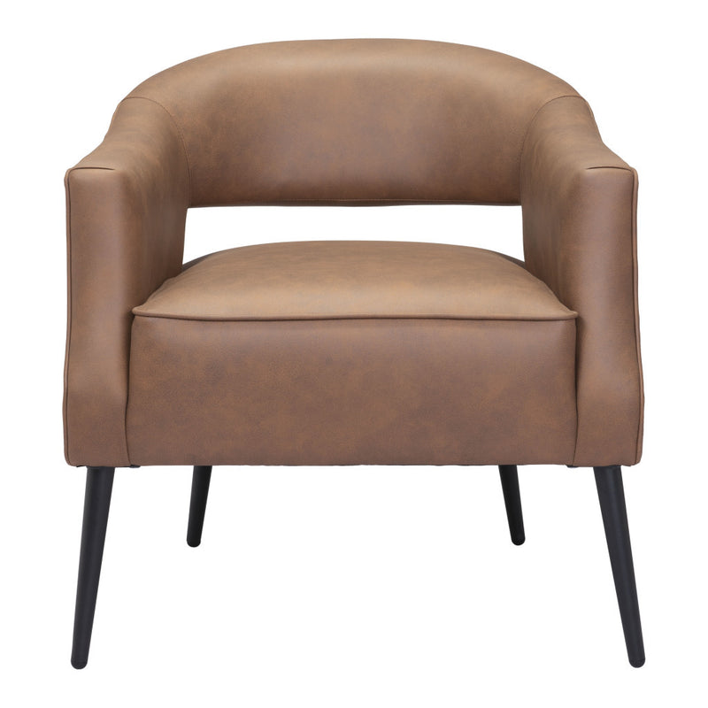 Brown And Black Faux Leather And Upholstered Club Chair By Homeroots | Accent Chairs | Modishstore - 1