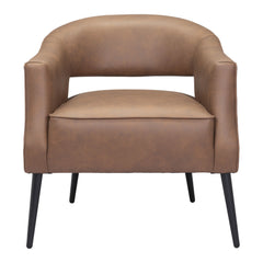 Brown And Black Faux Leather And Upholstered Club Chair By Homeroots