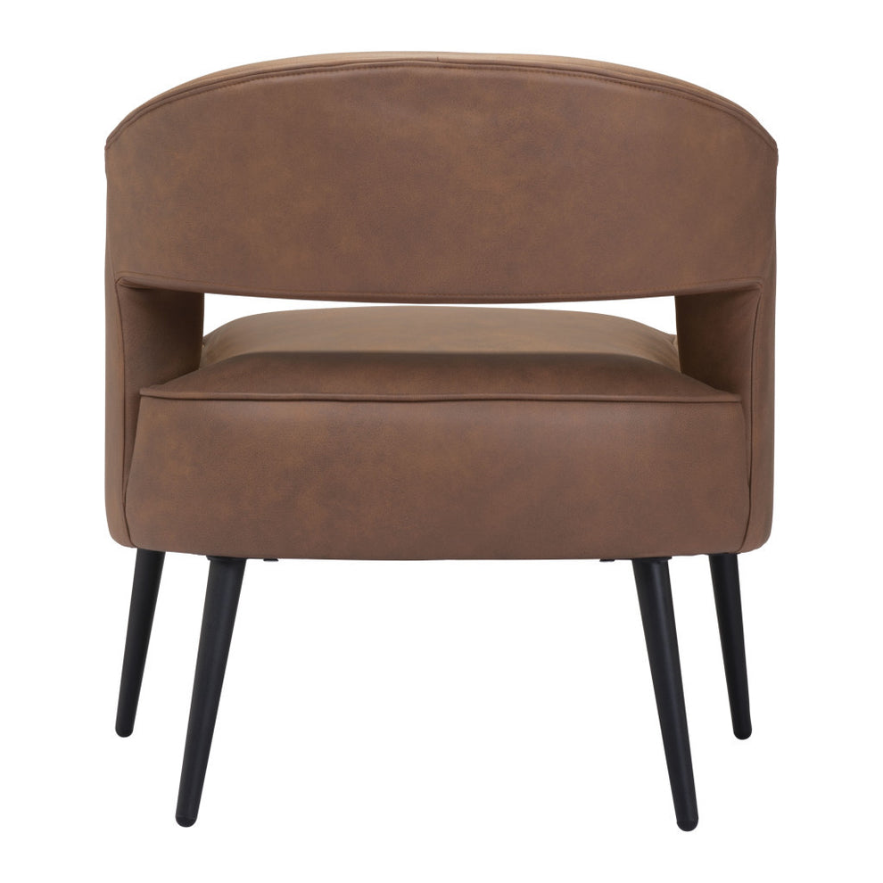 Brown And Black Faux Leather And Upholstered Club Chair By Homeroots | Accent Chairs | Modishstore - 6